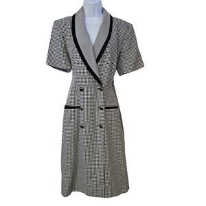 Vintage Danny & Nicole Checkered Button Front Blazer Dress Size 12 Quiet Luxury